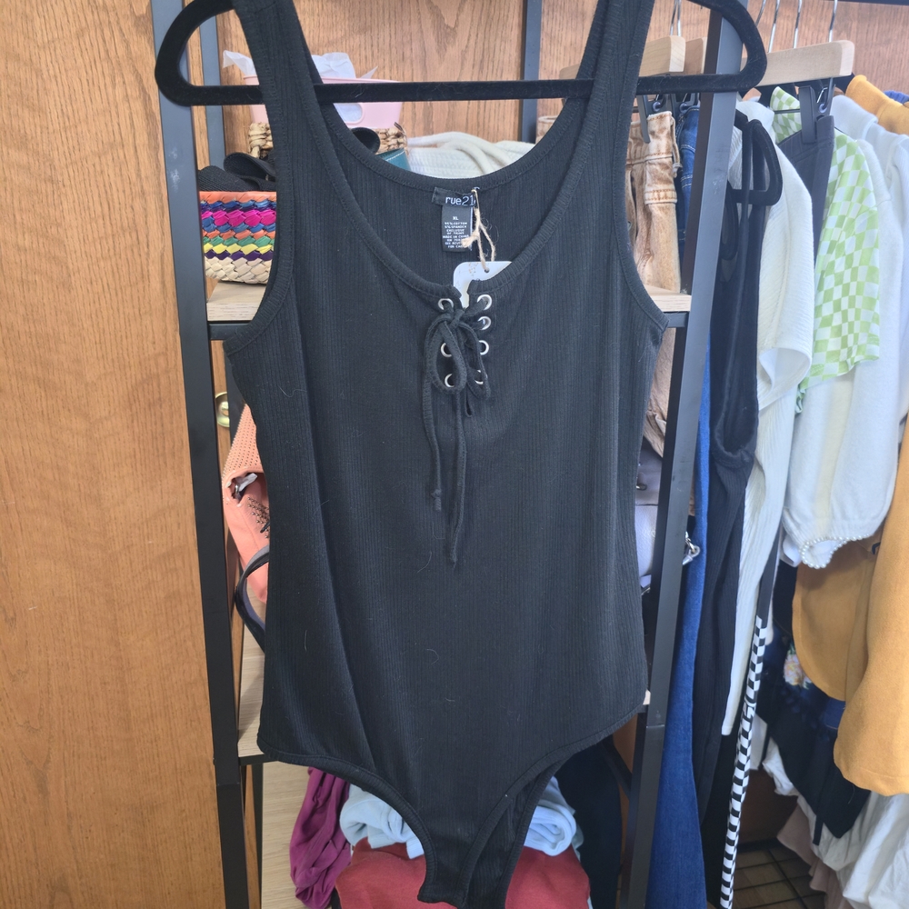 Rue21 Black Lace-Up Top